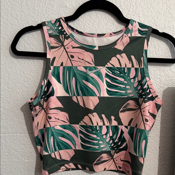Nike Tops - Nike Pink and Green Leaf Print Crop Top